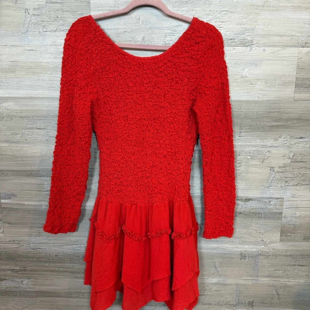 Free People What a Time Drop Waist Mini Dress in Wine - Size Small - Picture 4 of 9